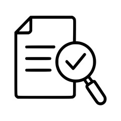 Document Verification Icon Linear Style with Chart and Magnifying Glass, Editable Stroke