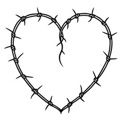 Barbed wire heart Outline Vector