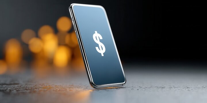 Seamless e-commerce enabled by floating smartphone with dollar sign - Powered by Adobe