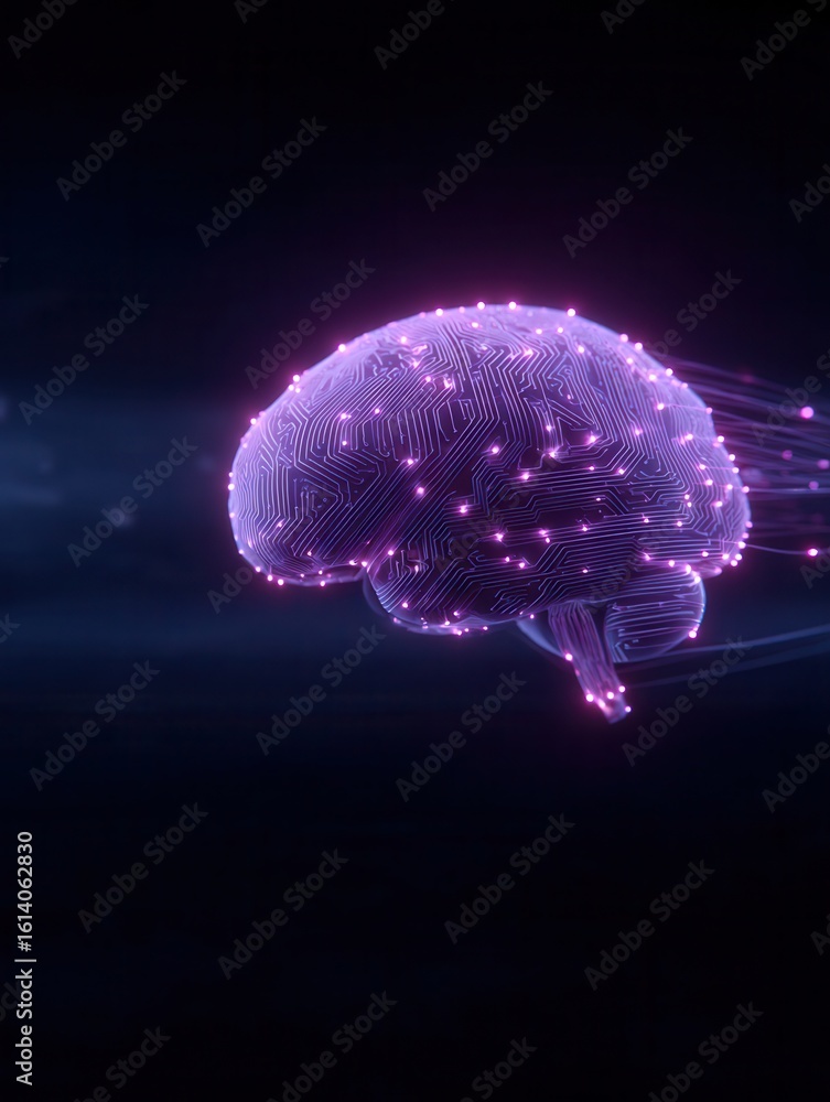 Poster advanced brain computer interface technology enhances connectivity in futuristic designs featuring g