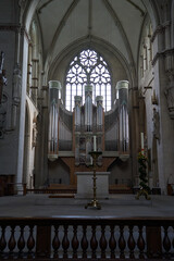 Münster, Germany -  May 2, 2025 - interior of Münster Cathedral or St.-Paulus-Dom - the cathedral church of the Catholic Diocese of Münster in Germany on a sunny spring day