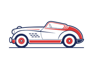 Elegant 1930s Speedster Vector Illustration in Minimal Line Art Style – Vintage Classic Car Design for Retro Automotive Artwork, Posters, Prints, and Digital Collectibles