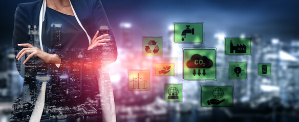 ESG concept integrates environmental, social, and governance practices to promote sustainability,...