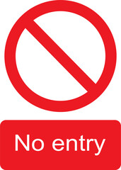 Black, white and red vector graphic of No entry prohibited warning sign