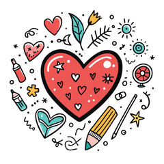 Charming Hand Drawn Heart Illustration Pack