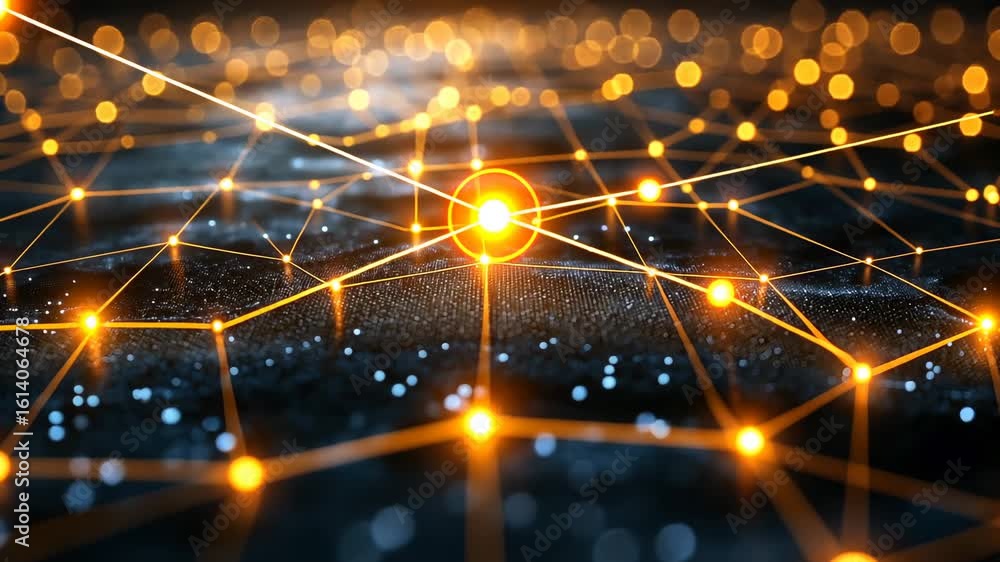 Poster abstract network connections with glowing points