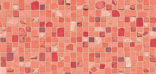Seamless red, pink, brown stone mosaic tile texture  Irregular shapes, varied textures create captivating backdrop,   construction,   rustic