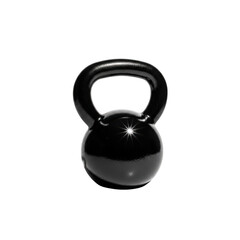 A black kettlebell isolated on transparent background