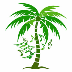 Palm tree with musical notes