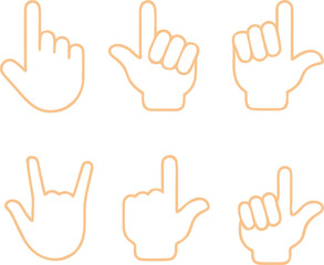 Different gesture hand icons show variety of expressions, communication, and human interaction with transparent background