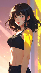 黒い服の女　AI生成素材