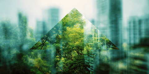 green arrow up, concept of green energy sustainable progress growth increase success direction strategy