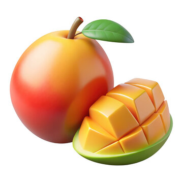 3d ripe mango fruit isolated on transparent background