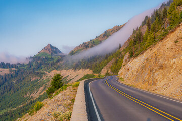 Fototapeta premium Foggy Mountain Road Trip