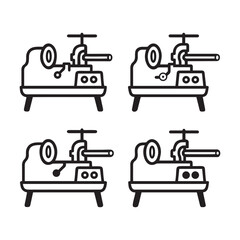 Pipe Threading Machine Vector Icon Bundle, Line Art Vector
