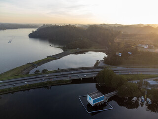 Beautiful sunset on the Anchieta highway that connects São Paulo to Santos