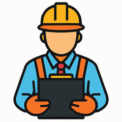 Construction Worker & Engineer Icon: Safety, Building, Industry