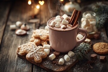 hot chocolate Christmas drink with cookies