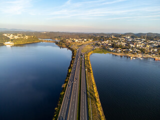 Beautiful sunset on the Anchieta highway that connects São Paulo to Santos