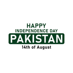 Happy Independence Day Pakistan typography badge for 14th of August celebration vector design.