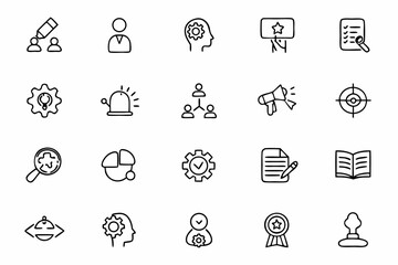 Fototapeta premium A minimalistic one-line collection celebrating wisdom, skill, and guidance of experts in various fields. Suitable for resume design, educational material, and service branding