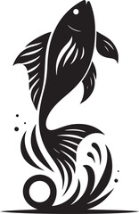 Minimal Jumping Fish Silhouette