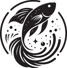 Minimal Jumping Fish Silhouette