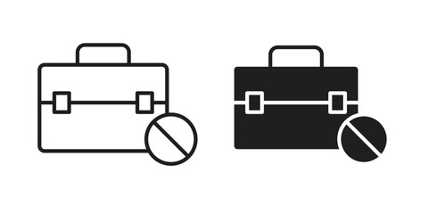 Unemployment icon in a black stroke vector design and flat solid version on white background