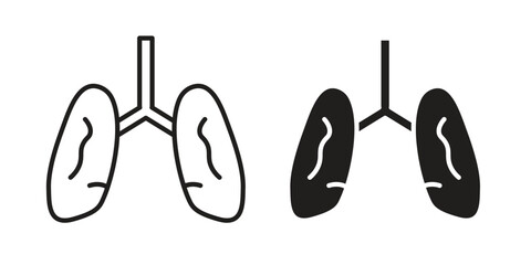 Tuberculosis TB icon in a black stroke vector design and flat solid version on white background