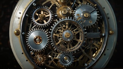 Vintage Mechanical Clock Gears and Mechanism