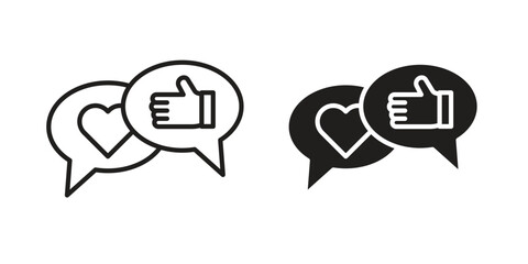 Social media icon in a black stroke vector design and flat solid version on white background