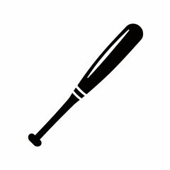 Black silhouette of a baseball bat. A simple sports equipment icon or symbol for athletic games, isolated on a white background.