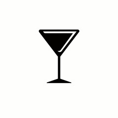 Simple silhouette of a classic martini glass. Black vector icon for cocktail, bar, and celebration concepts on a white background.