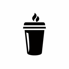 Conceptual vector icon of a disposable coffee cup with a flame. Symbolizing hot beverages, energy, fuel, and passion.