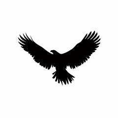 Fototapeta premium Soaring Eagle Silhouette Majestic Bird of Prey Against a Plain Backdrop for Wildlife Illustrations.
