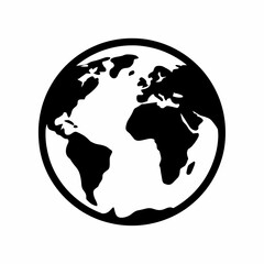 Earth Globe Icon Global View of Continents and Oceans. Simple Design Representing World Map for International Business