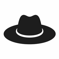 Timeless Black Fedora Hat Silhouette Design Element Representing Style, Mystery, and Classic Fashion Accessories for Graphic Projects and Apparel Concepts