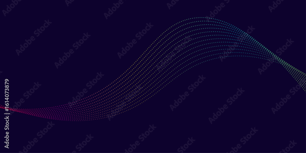 Poster abstract blue background with glowing wavy lines, blue purple gradient, modern technology style. wav