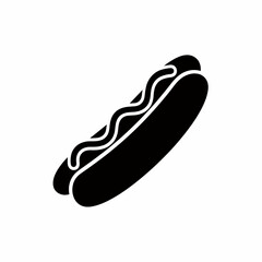 Classic Hot Dog Icon Simple Black Silhouette of a Delicious Snack