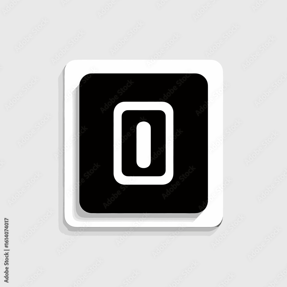 Poster sleek power button icon. minimalist white on/off symbol on black square. modern digital switch desig