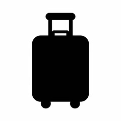 Modern black silhouette of a wheeled luggage piece, symbolizing adventure, transit, and packing essentials for any trip. Represents travel readiness and holiday preparation.
