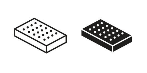 Mattress icon in a black stroke vector design and flat solid version on white background