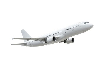 Airplane in Flight Isolated on White Background Modern Commercial Aviation and Air Travel for Passengers and Cargo with Jet Engine Power