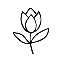 Simple Line Art of Floral Drawing With Leaves