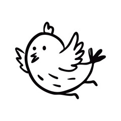 Hand-Drawn Illustration of a Bird in Motion with Simple Line Design