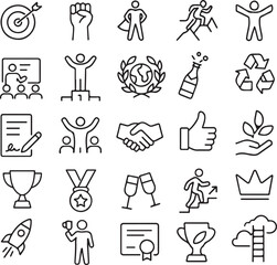 Success and Achievement Icons Set Business, Motivation, Victory