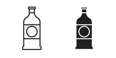 Gin icon in a black stroke vector design and flat solid version on white background