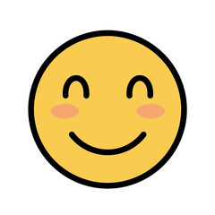 Fototapeta premium Smiling emoji with rosy cheeks on white background 