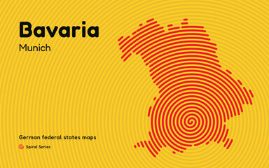 Bavaria State Spiral Pattern Map with Munich Capital 