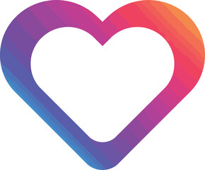 Gradient Heart Icon with Colorful Pink Purple and Orange Outline in Modern Minimalist Style on White Background